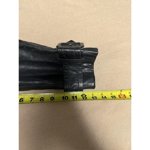 Banana Republic Genuine Leather Jacket Womens Medium Gray Epaulet Belted Cuffs - Picture 14 of 16